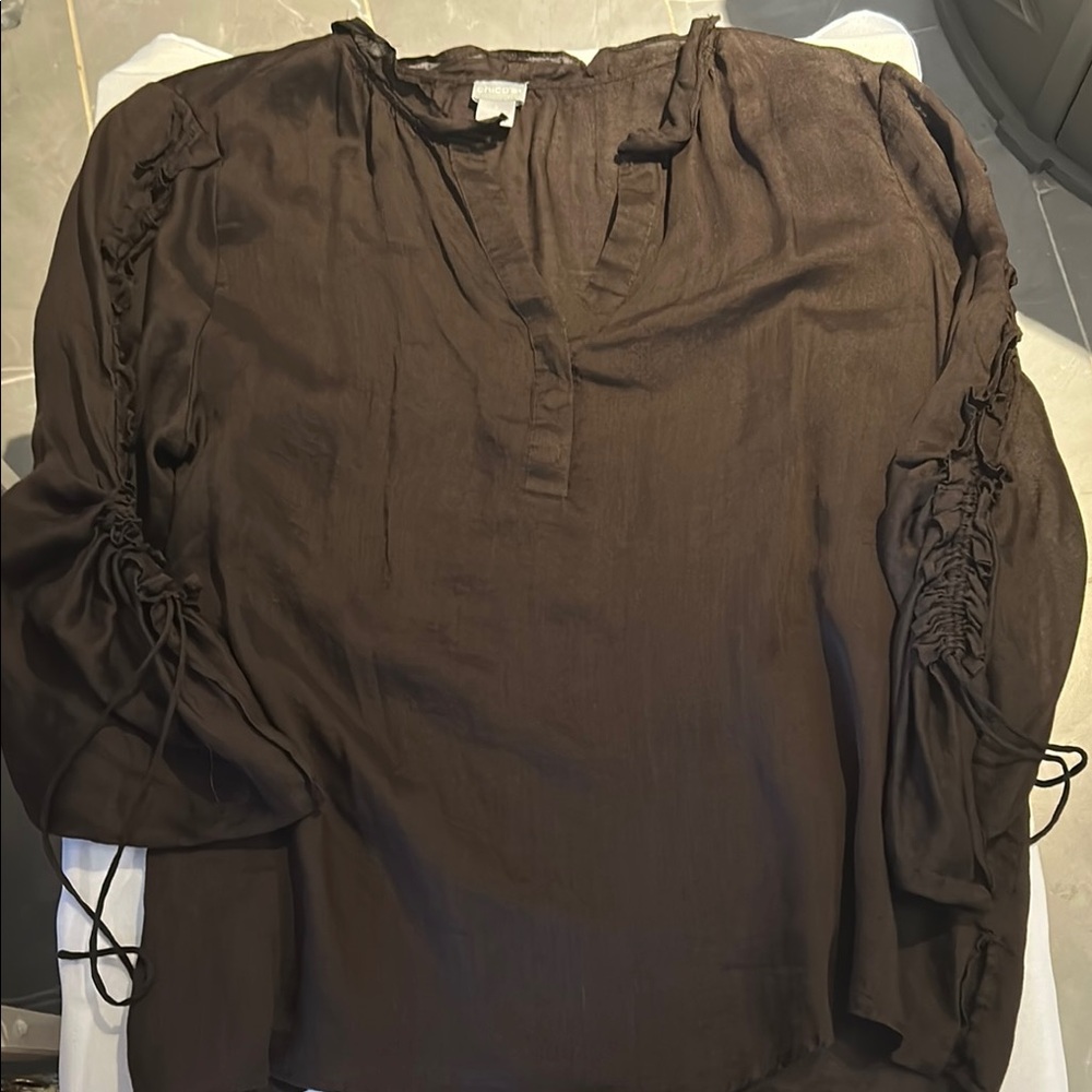 Chico’s Dark Brown Blouse EUC sz 4 or 2X